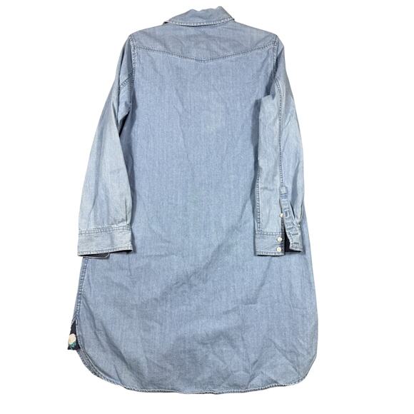 Draper James Embroidered Chambray Shirt Dress | Size 12 - Picture 3 of 6